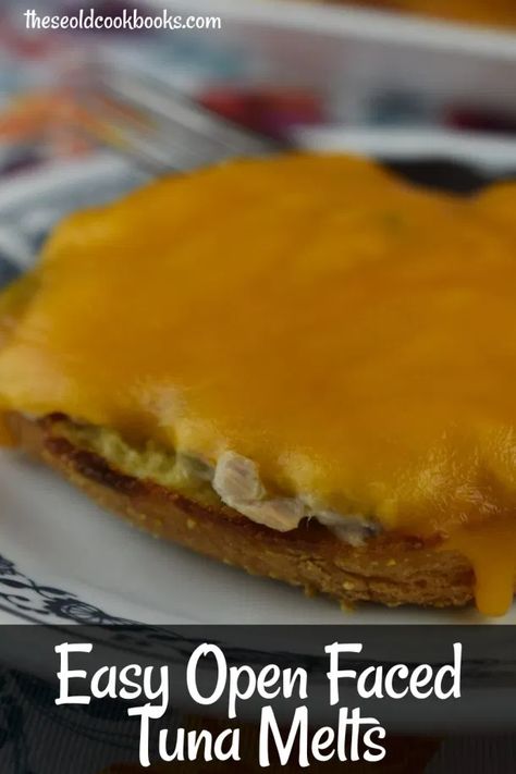 Open Faced Tuna Melt Recipe - These Old Cookbooks Tuna Patty Melt, Leftover Hamburger Buns, Open Faced Tuna Melt, Classic Tuna Melt, Tuna Salad Recipe Easy, Pulled Pork Oven, Tuna Melt Sandwich, Tuna Melt Recipe, Tuna Patties