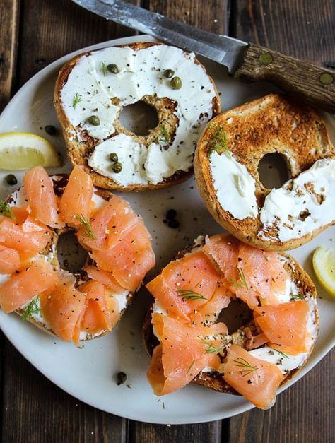 » Sea Salt Savorings Healthy Bagels, Lox Recipe, Smoked Salmon And Cream Cheese, Healthy Bagel, Salmon And Cream Cheese, Basil Aioli, Smoked Salmon Cream Cheese, Cucumber Sauce, Bagel Breakfast Sandwich