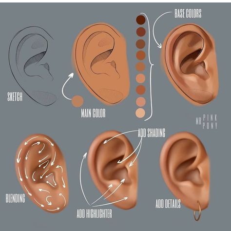 Credits to Ear Rendering, How To Render, Beauty Art Drawings, Drawing Artist, The Ear, Digital Artists, Digital Art Tutorial, Artist Artwork, Learn To Draw