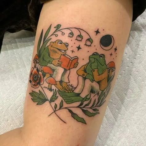 Toad Mushroom Tattoo, Frog And Toad Tattoo, Traditional Frog Tattoo, Toad Tattoo, Fairy Sleeve, Trad Flash, Nerd Tattoos, Neat Tattoos, Toad Frog