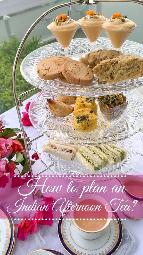 Cardamom Tea Cake, Indian Tea Party, Indian High Tea, Afternoon Tea Menu Ideas, Cucumber Chutney, Veggie Cream Cheese, Tea Party At Home, Cardamom Tea, High Tea Menu