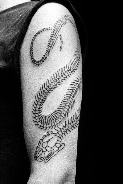 30 Snake Skeleton Tattoo Ideas For Men - Bone Designs Snake Skeleton Tattoo, Skeleton Tattoo Ideas, Snake Skeleton, Mayan Tattoos, Skeleton Tattoo, Bone Tattoos, Snake Tattoo Design, Men Chest, Skeleton Tattoos