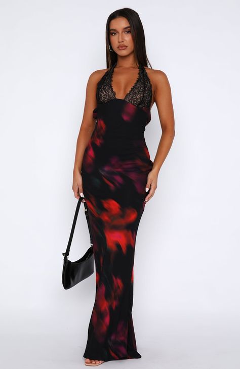 Beyond The Stars Maxi Dress Sangria Floral -  #Dress #Floral #maxi #Sangria #Stars Tarsha Whitmore, Red Carpet Ready, Halter Maxi, Plunge Neckline, Halter Maxi Dresses, Sangria, Plunging Neckline, Hip Length, Lace Fabric