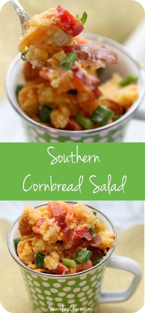 Corn Bread Salad, Southern Buttermilk Cornbread, Cornbread Salad Recipe, Southern Cornbread Salad, Southern Salad, Savory Cornbread, Leftover Cornbread, Cornbread Salad, Buttermilk Cornbread