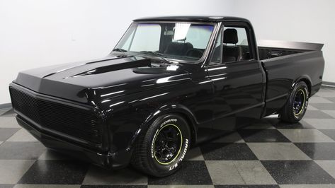 This build is not just about aggressive looks. 1970 Chevy C10, Chevy Stepside, Murdered Out, C10 Chevy Truck, C10 Trucks, Chevrolet C10, Classic Pickup Trucks, Truck Interior, Chevy C10