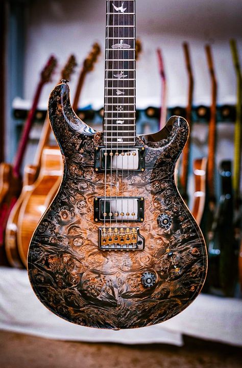 Electric Guitar Art, Instagram Man, Buckeye Burl, Electric Guitar Design, Bass Ukulele, Custom Electric Guitars, Guitar Photography, Handmade Guitar, Prs Guitar