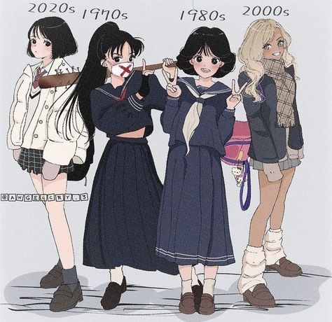 Nanchatte Seifuku Aesthetic, Gyaru Fashion School, Japanese Delinquent Aesthetic, Gyaru Illustration, Japanese School Outfits Drawing, Sukeban Art, Delinquent Outfit, Delinquent Character Design, Cute Anime Outfits Female