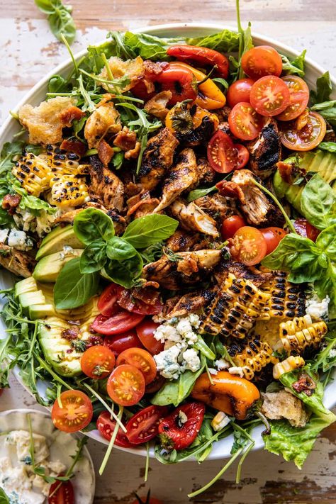 Salad With Hot Bacon Dressing, Summer Chicken Salad, Salad Snacks, Hot Bacon Dressing, Half Baked Harvest Recipes, Avocado Pasta Salad, Bacon Dressing, Summer Chicken, Salad With Chicken