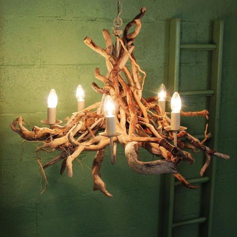 Tree Branch Lamp, Branch Lamp, Driftwood Chandelier, Driftwood Mirror, Driftwood Lamp, Branch Chandelier, Wooden Chandelier, Unique Furniture Pieces, Diy Tree