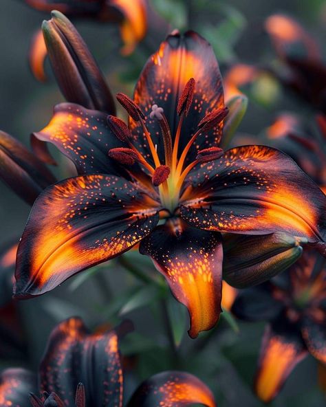 Dragon Lily Flower, Dark Lilies, Purple Lily Flower, Fire Lily, Asiatic Lily, Pretty Flowers Pictures, Cool Flowers, Goth Garden, Rare Orchids