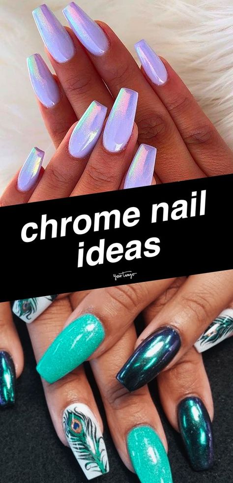 Yellow Chrome Nails, Chrome Nail Ideas, Chrome Nail Colors, Chrome Nail Designs, Purple Chrome Nails, Pink Chrome Nails, Chrome Nail Art, Chrome Nails Designs, Nail Color Trends