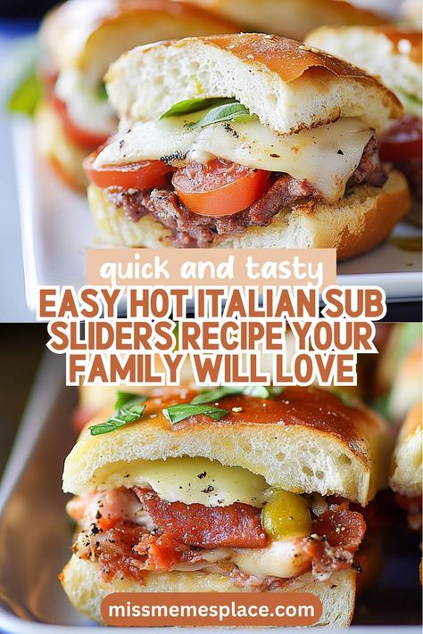 Italian Sub Sliders, Sub Sliders, Family Dinners Easy, Sausage Sliders, Salami Recipes, Italian Sub, Italian Meats, Dinners Easy, Slider Buns