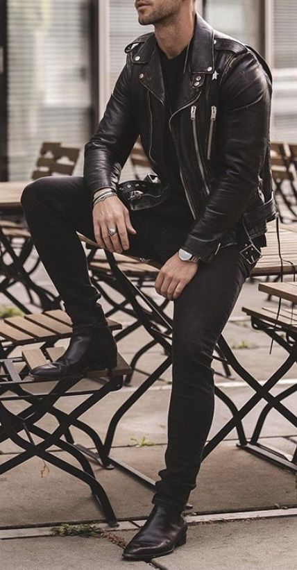 #fashion #LeatherJackets #Fashion #Style #OOTD #mensfashion #FallFashion #StreetStyle #Trendy #OutfitInspiration #EdgyFashion #Mensfallfashion #Autumnstyle #Layeredlooks #Cozymenswear #FallEssentials #Sweaterweather #Bootsseason #plaidoutfits #outerweargame #Streetstylefall #badboy #badboyvibes #dobermanstyle Moonlight Photoshoot, Mens Posing, Drip Ideas, Metal Outfit, Leather Jacket Outfit Men, Black Plain Dress, Leather Inspiration, Black Leather Jacket Men, Outfit Hombre