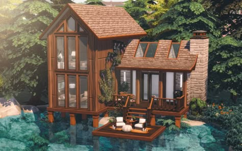 (2) Tweets with replies by The Sims (@TheSims) / Twitter Sims Challenge, Lakeside Lodge, Bloxburg House Ideas Aesthetic, Die Sims 4, Sims 4 Challenges, Sims 4 House Plans, Sims 4 House Building, Sims 4 House Design, Casas The Sims 4