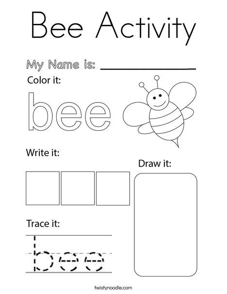 1st Grade Bee Activity, B Is For Bee Worksheet, Honeybee Coloring Page, Bee Worksheet Preschool, Bee Math Activities Preschool, Bumble Bee Preschool Activities, Bee Writing Activities, Bumble Bee Art Preschool, Bee Activities For Preschool Free Printables