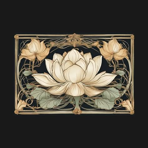 Check out this awesome 'Art+nouveau+style+lotus' design on @TeePublic! Art Nouveau Computer Wallpaper, Noveau Art Illustration, Mucha Art Nouveau Illustrations, Neuvou Art, Vintage Art Nouveau Illustration, Art Nouveau Interior Living Room, Art Nouveau Line Art, Rose Art Nouveau, Art Nouveau Elements