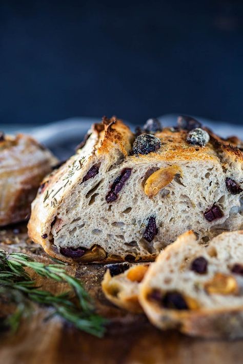 Rosemary Olive Sourdough Bread | Feasting At Home Rosemary Garlic Sourdough, Olive Sourdough Bread, Garlic Sourdough Bread, Garlic Sourdough, Cranberry Walnut Bread, Feasting At Home, Rosemary Bread, Olive Bread, Olive Recipes