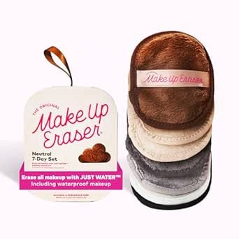 Makeup Eraser The Original, 7-Day Set, Erase All Makeup with Just Water, Including Waterproof Mascara, Eyeliner, Foundation, Lipstick, Sunscreen, and More Neutrals, Makeup Removal Tips, Makeup Remover Towel, Skin Cleaning, Original Makeup, Mascara Set, Mascara Eyeliner, Makeup Eraser, Waterproof Makeup, Makeup Box