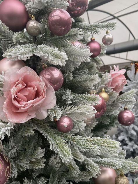 Pale pinks and frosty trees. A perfect colour palette. Colour Palette, Pale Pink, Floral Wreath, Trees, Christmas Tree, Floral, Christmas, Pink, Home Decor