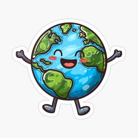 Get my art printed on awesome products. Support me at Redbubble #RBandME: https://www.redbubble.com/i/sticker/Earth-Day-Everyday-Happy-Colorful-Planet-Earth-by-HubbyDesignz/158910730.EJUG5?asc=u Earth And Life Science Design, Happy Earth Drawing, Earth Slogan Drawing, Earth Stickers Aesthetic, Healthy Earth, Earth Day Stickers, Earth Stickers, Earth Clipart, Earth Day Everyday