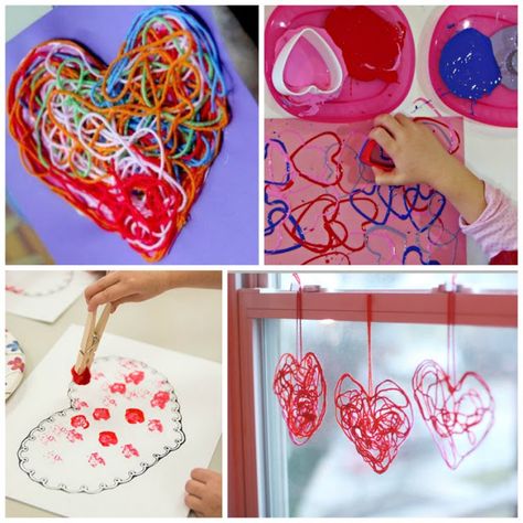 Valentine's Day Process Art Projects- Great collection of 20 ideas for Valentine process art for toddlers, preschoolers, kindergartners, and elementary kids. You'll find plenty of hearts, painting, stamping, collages, sculpture, and more! Valentines Art Activities, Process Art Activities, Hearts Painting, Valentine Art Projects, Valentine Art, Toddler Art Projects, Art Gallery Interior, Easy Art Projects, Diy Gifts For Kids