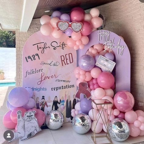 Eras Tour Party, Arch Display, Taylor Swift Birthday Party, Taylor Swift Birthday Party Ideas, Party Arch, Taylor Swift Party, Taylor Swift Birthday, Pastel Balloons, 13th Birthday Parties