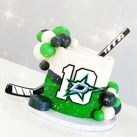 Hockey Themed Cake, Hockey Birthday Cake, Hockey Cake, Hockey Cakes, Stars Cake, Patience And Love, Dallas Stars Hockey, Pop Cake, Hockey Party