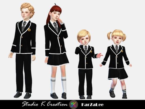 StoriTellersSims — studio-k-creation: Blazer Tie uniform set all... The Sims 4 Kids, Sims 4 Toddler Clothes, Sims 4 Cc Kids Clothing, School Uniform Kids, Pelo Sims, Sims 4 Children, Sims 4 Game Mods, Sims 4 Cc Skin, Tumblr Sims 4