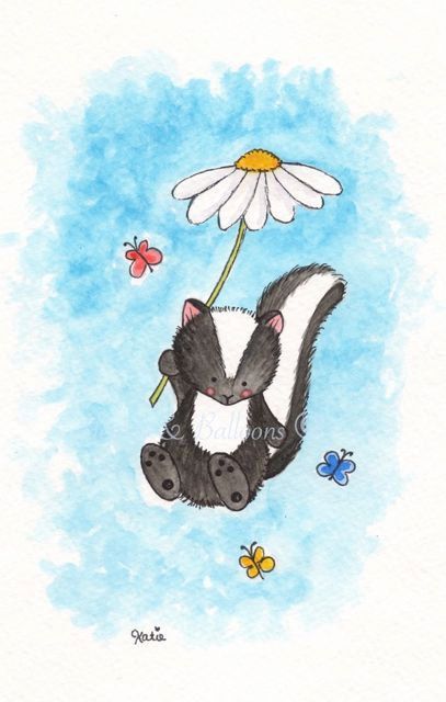 Skunk Watercolor, Skunk Tattoo, Skunk Drawing, Skunk Art, Woodland Clipart, Cute Garden, Flowers Cute, Party Printable, Woodland Nursery