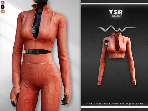 The Sims Resource - SWIRL GYM SET-191 (TOP) BD635 Sims 4 2 Piece Outfit, Sims 4 Thot Clothes Cc, Clothing Cc Sims 4, Cc Shopping, Sims 4 Tsr, San Myshuno, Cc Clothes, Pelo Sims, Free Sims 4