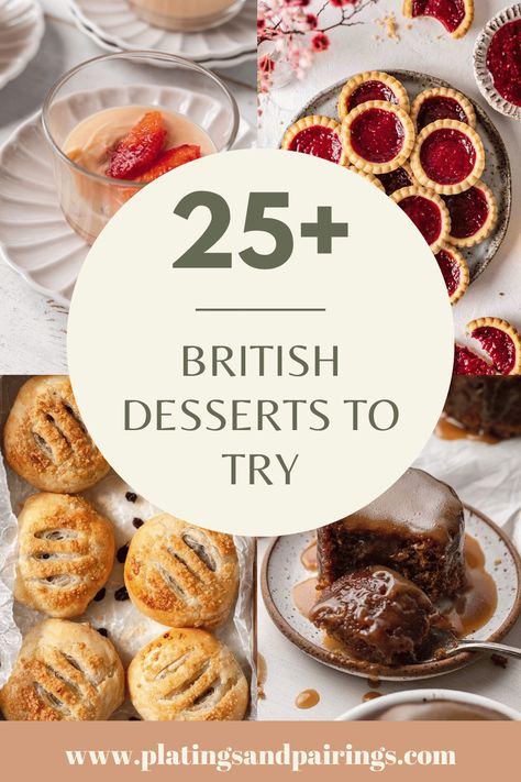 Wondering what the best British desserts are? There are so many great options! From sticky toffee pudding, to sponge cake, tarts and more! Here are 25+ of the BEST British dessert recipes to try! British Cookies Traditional, Classic British Desserts, English Tea Desserts, British Puddings Desserts, British Hand Pies, British Christmas Cake, Easy British Desserts, British Cookie Recipes, British Baked Goods