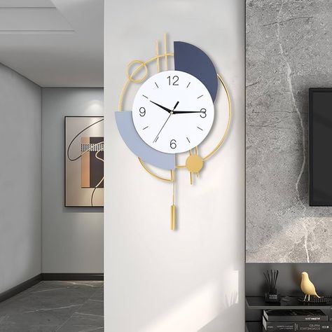 Amazon.com: Wall Clock,Decorative Wall Clocks with Pendulum,Silent Quality Quartz Wall Clock Battery Operated,Large Wall Clock for Living Room,Kitchen,Home,Bathroom,Bedroom Wall Decor,11.5x22.5inch : Home & Kitchen Modern Clock Wall, Large Metal Wall Clock, Cozy Small Bedrooms, Baking Process, Clock For Living Room, Space Saving Hacks, Quartz Wall, Pendulum Wall Clock, Modern Style Homes