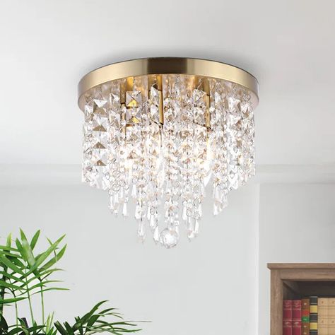 Salley 5-Light 11" Crystal Flush Mount Closet Chandelier, Small Crystal Chandelier, Crystals Hanging, Simple Chandelier, Bath Lighting, Flush Mount Chandelier, Mount Ceiling Lights, Small Chandelier, Chandelier Bedroom