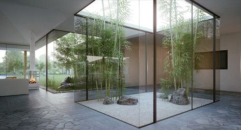 Interior Courtyard Garden Ideas-18-1 Kindesign Jardin Zen Interior, Indoor Zen Garden, Indoor Courtyard, Small Japanese Garden, Zen Interiors, Japanese Dining, Japanese Zen Garden, Japanese Interiors, Zen Gardens