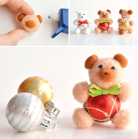 These pom pom teddy bear ornaments are ADORABLE for Christmas and they're super easy to make! All you need are dollar store pom poms and Christmas ball ornaments. This is such a fun dollar store kids craft idea for Christmas and a cute idea for homemade Christmas ornaments! Cutest little teddy bears ever! Teddy Bear Ornaments, Diy Christmas Ball, Teddy Bear Crafts, Outdoor Christmas Diy, Bear Ornaments, Teddy Bear Ornament, Pom Pom Decorations, Teddy Bear Party, Christmas Ball Ornaments