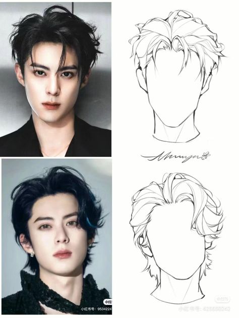 No Shampoo, Long Hair Men, Drawing Hair Tutorial, 얼굴 드로잉, Hair Sketch, Sketches Tutorial, Guy Drawing, Anime Drawings Tutorials, Young Men