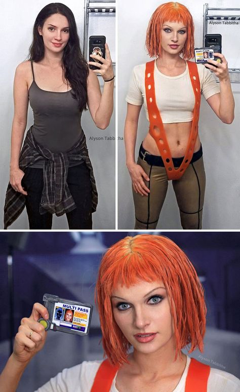 Leeloo (The Fifth Element) Celebrity Cosplay Ideas, Comic Book Cosplay, Womens Cosplay Ideas, Cosplay Women Ideas, Halloween Cosplay Women, Redhead Cosplay, Simple Cosplay Ideas, Alyson Tabbitha, Futuristic Costume