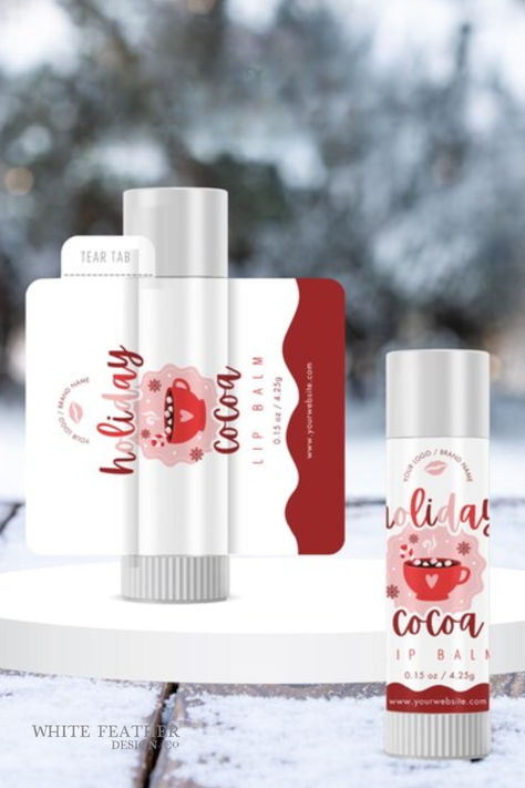 🎄💋 Introducing Holiday
Cocoa—the perfect lip balm label template to add
festive flair to your holiday lippies! This cozy, cheerful design captures the warmth and joy of the season, making your lip balms feel extra special. 🎁✨

With editable text, you can easily customize each
label, perfect for gifting or stocking your shop with a touch of Christmas charm! 🎅❄️ Lip Balm Labels Template, Lip Balm Label, Chapstick Labels, Holiday Lip, Lip Balm Labels, Wrap Packaging, Digital Business Card, Perfect Lips, Feather Design