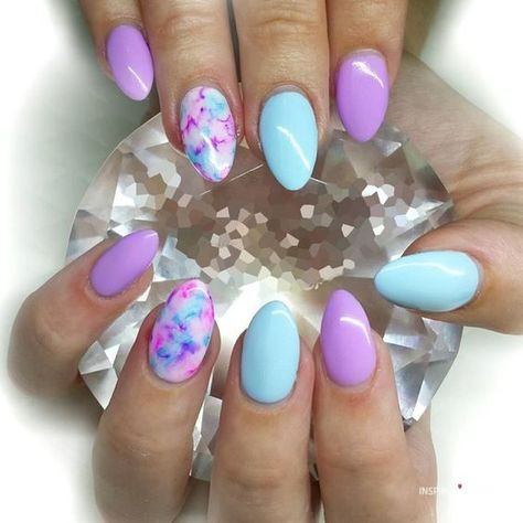 24+ Summer Nails and Colors Of 2020 - Inspired Beauty May Gel Nails, Spring Time Nails Ideas, Watercolor Nail Designs, Purple Blue Nails, Blue And Purple Nails, Purple And Blue Nails, Blue Purple Nails, Watercolor Nail Art, Watercolor Nails