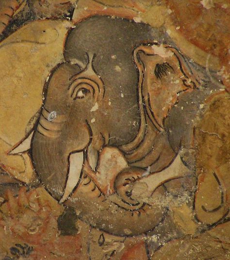 elephant, Ajanta Caves, India, photo by beautifulthingsnottaken Ajantha Painting, Ajanta Ellora, Ellora Caves, Ajanta Caves, Cave Painting, India Photo, Ganesh Art Paintings, Kerala Mural Painting, Cave Art