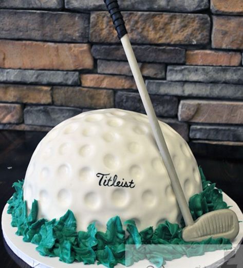 Golf Ball Grooms Cake - A Little Cake Golf Grooms Cake, Fudge Cake Filling, Golf Course Wedding Ideas, Golf Wedding Cake, Groomsmen Cake, Golf Ball Cake, Golf Centerpieces, Golf Themed Cakes, Bachelor's Party