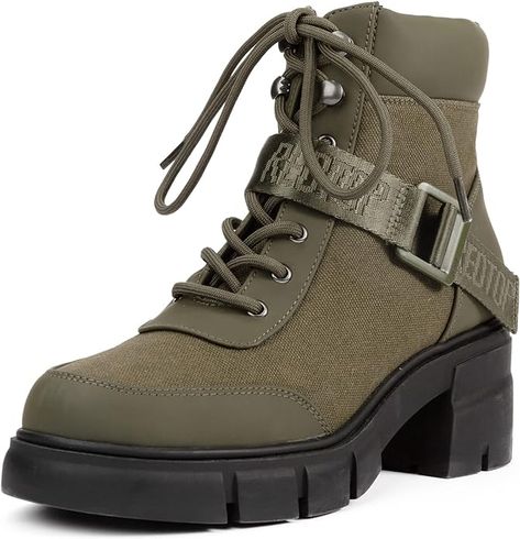 Link in pin. Army Green REDTOP Women's Combat Boots Chunky Lug Sole Ankle Boots Lace Up Buckle Casual Shoes. Green Combat Boots, Women's Combat Boots, Ankle Boots Lace, Boots Chunky, Womens Combat Boots, Ankle Bootie, Lug Sole, Lace Boots, Ankle Booties