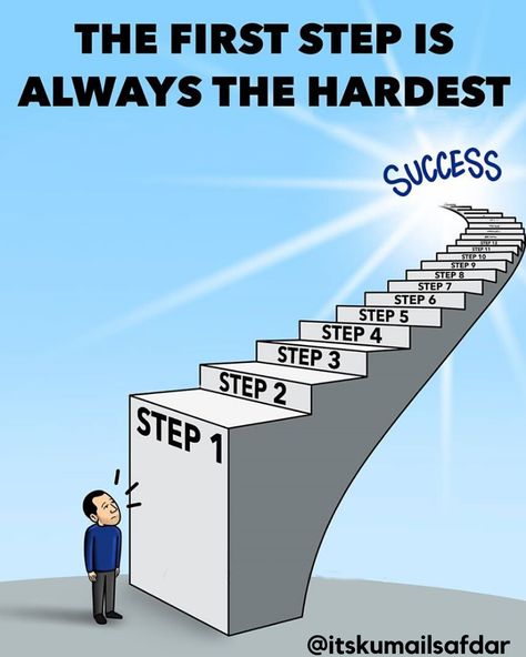 People have the desire to achieve success and live life on their own terms. They started chasing it and after a few months when they don't see any outcome. they quit. You have to understand that your first step in the journey will decide your success. Quitting will not take you to a successful life. You have to love the process not the end result. It takes patience, consistency, work ethic to get what you want. So, make up your mind that the first stair of success will always be difficult. Step To Success, Success Images, Steps Quotes, Success Pictures, Life Choices Quotes, Meaningful Pictures, Steps To Success, Hard Quotes, Positive Quotes For Life Motivation