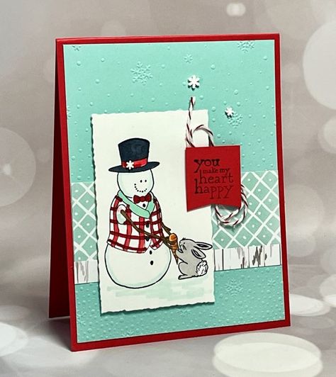 Control Freaks Team Swap Cards - Debbie Henderson, Stampin' Up! Demonstrator Snowman Hugs Stampin Up Cards, Stampin Up Snowman Hugs, Control Freaks, Split Coast Stampers, 15 Year Anniversary, Christmas Friends, Snowman Cards, Favor Packaging, Merry Christmas Card