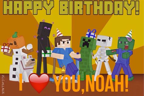 Happy Birthday,Noah! Minecraft Font, Minecraft Birthday Card, Birthday Card Pictures, Minecraft Birthday Invitations, Photography Business Cards Template, Happy Birthday Cards Printable, Happy 6th Birthday, Happy Birthday Text, Card Templates Printable