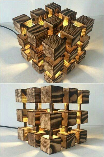 Picture Lamp, Wooden Lamps Design, Cube Lamps, Cube Table, Wooden Toys Plans, Bedroom Lights, Woodworking Toys, Wooden Cubes, Diy Holz