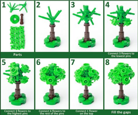 Lego Trees, Lego Landscape, Lego Microscale, Lego Tree, Lego Techniques, Lego Winter, Lego Medieval, Lego Furniture, Lego Town