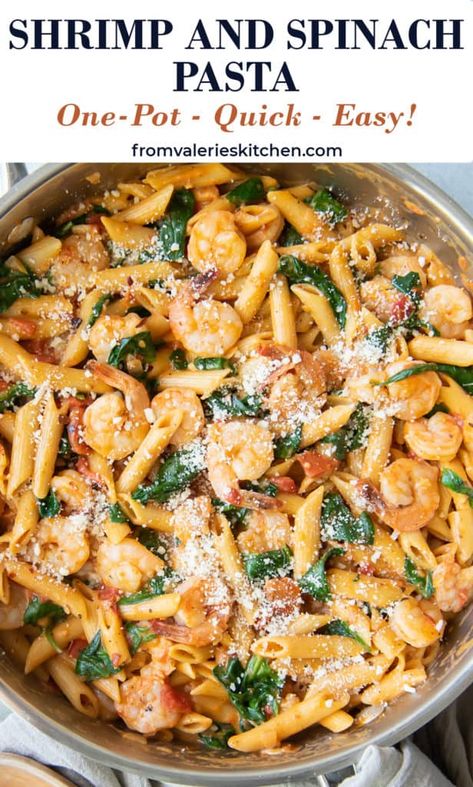 Shrimp And Spinach Pasta, Shrimp And Spinach Recipes, Shrimp Spinach Pasta, Shrimp And Spinach, Shrimp Pasta Dishes, Spinach Pasta Recipes, Pasta Easy, Seafood Entrees, Shrimp Recipes For Dinner