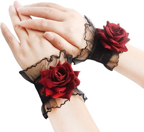 Lace Gloves Fingerless, Slender Fingers, Prom Gloves, Lace Fingerless Gloves, Gothic Costume, Homemade Costume, Red Clothing, Gloves Fingerless, Lace Bracelet