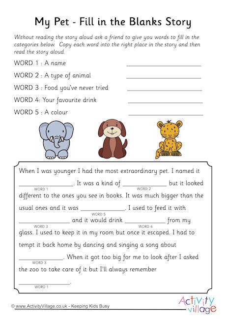 My Pet Fill In The Blanks Story Fill In The Blanks Story, Parts Of Speech Practice, Text Features Worksheet, Writing A Story, Fun Writing Activities, Prompts Writing, Thanksgiving Stories, Halloween Writing, Animal Worksheets